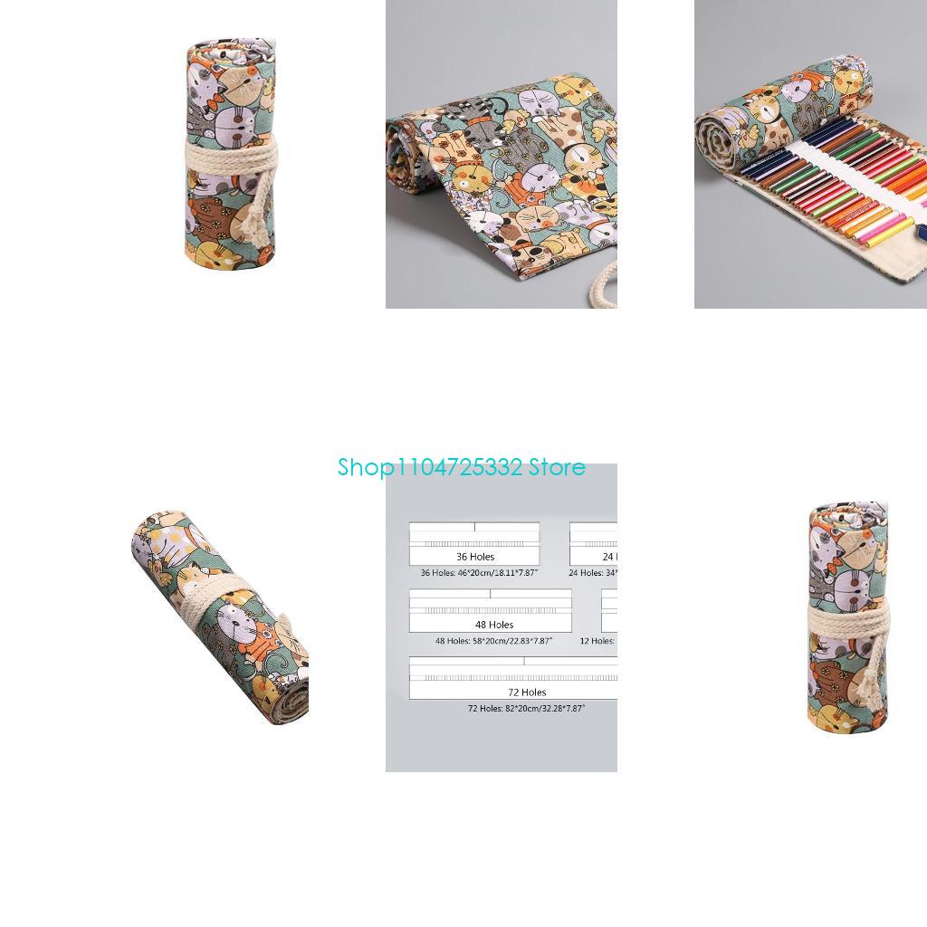 Pen Pouch Roll - P5EA Cartoon for Cat 12/24/36/48/72 Holes