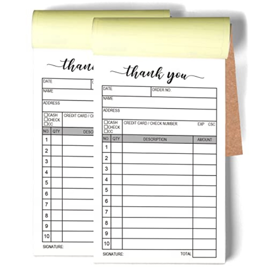 Carbon Copy Book - Thank You Receipt Book, 2 Packs