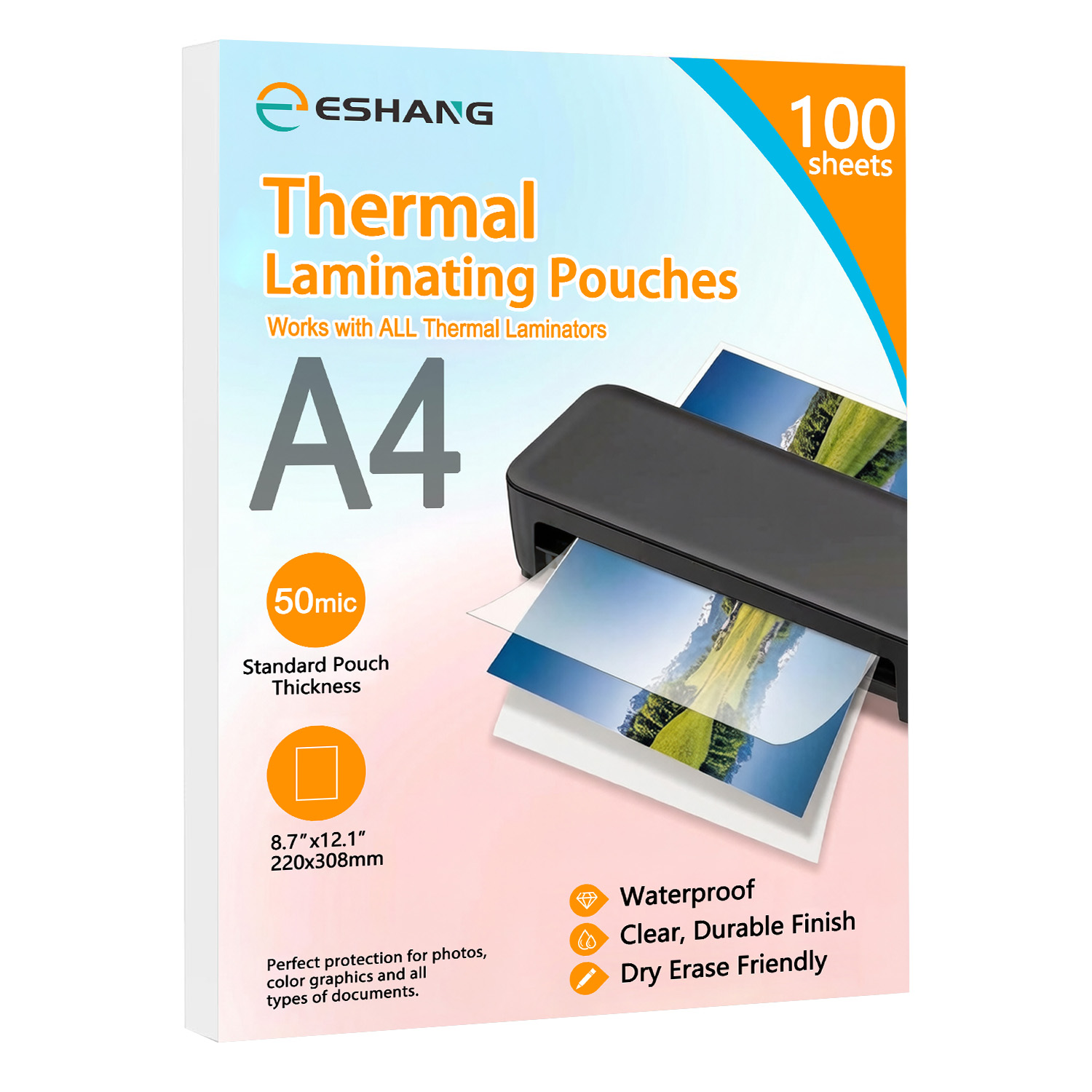 Document Laminator Pouch - ESHANG A4 Laminating Sleeves, 8.7x12.1 Inch