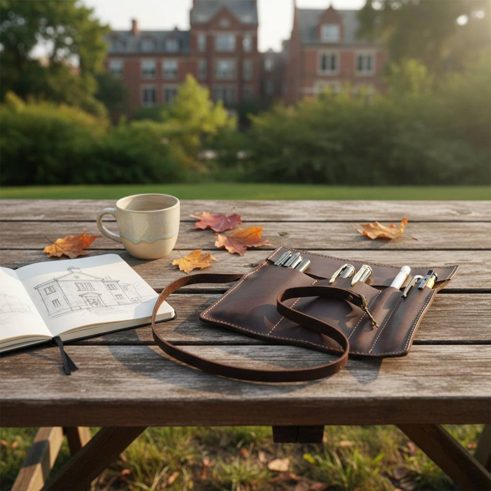 Leather Foldable Writing Utens - Pen Pouch Roll ulasan dan harga