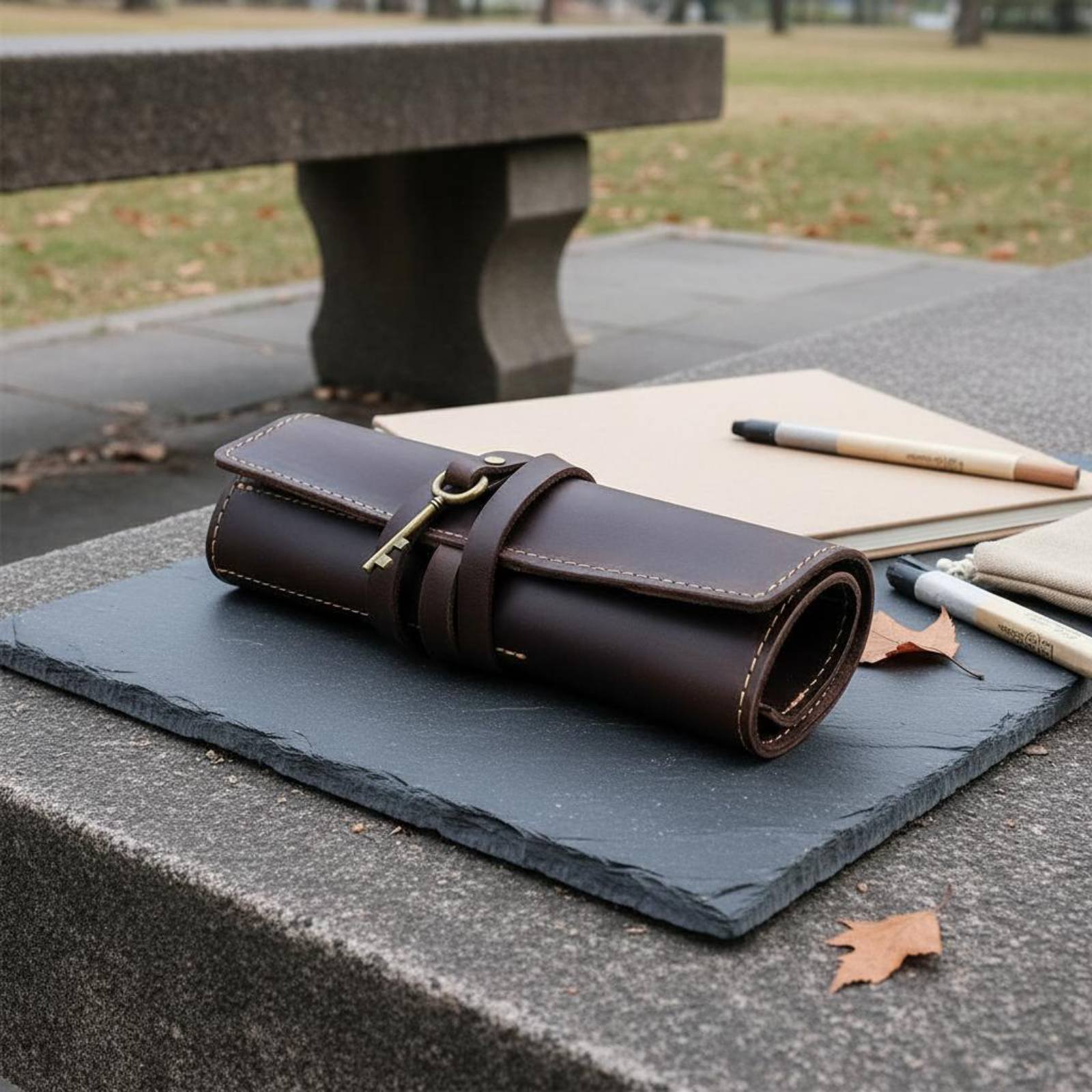 Leather Foldable Writing Utens - Pen Pouch Roll ulasan dan harga