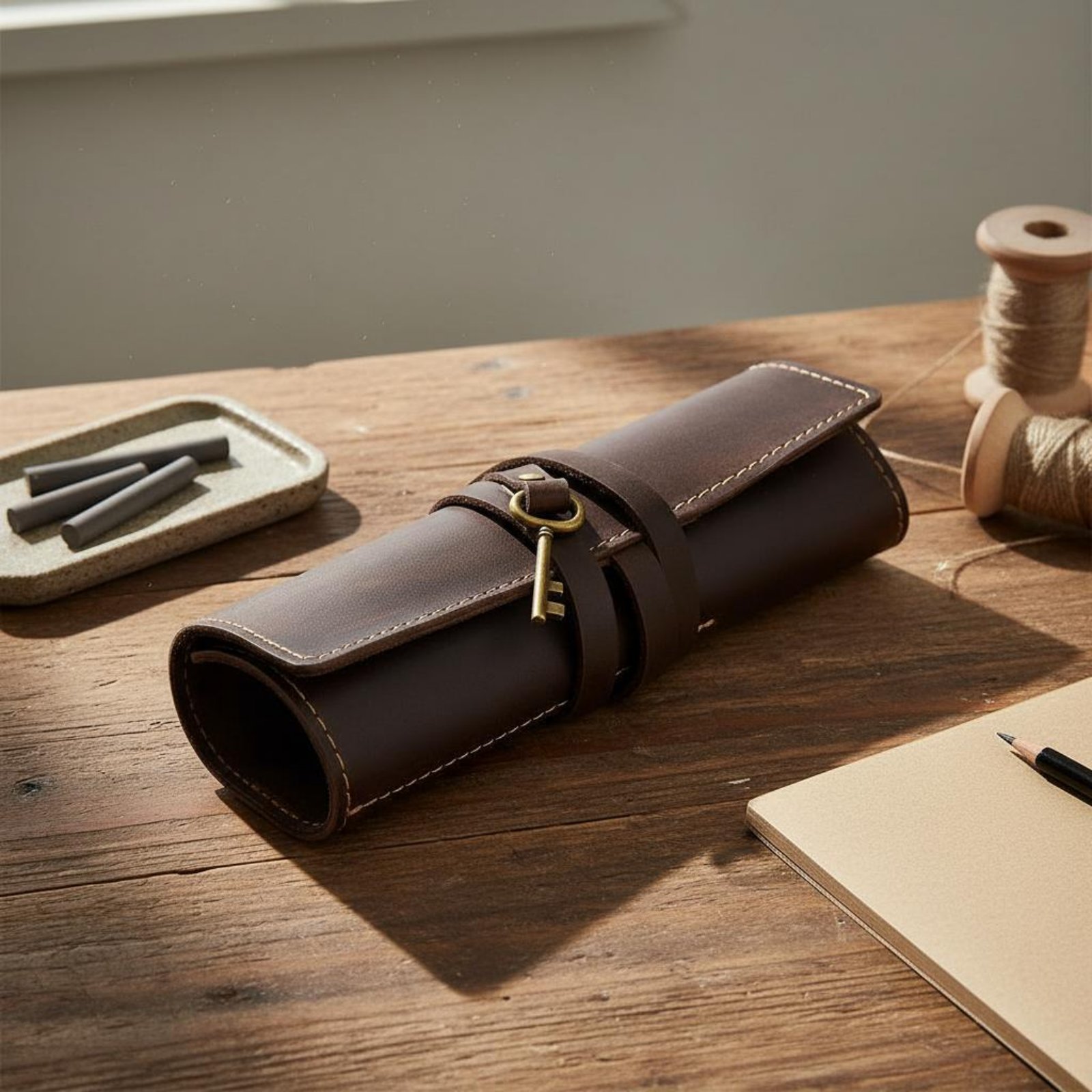 Leather Foldable Writing Utens - Pen Pouch Roll ulasan dan harga