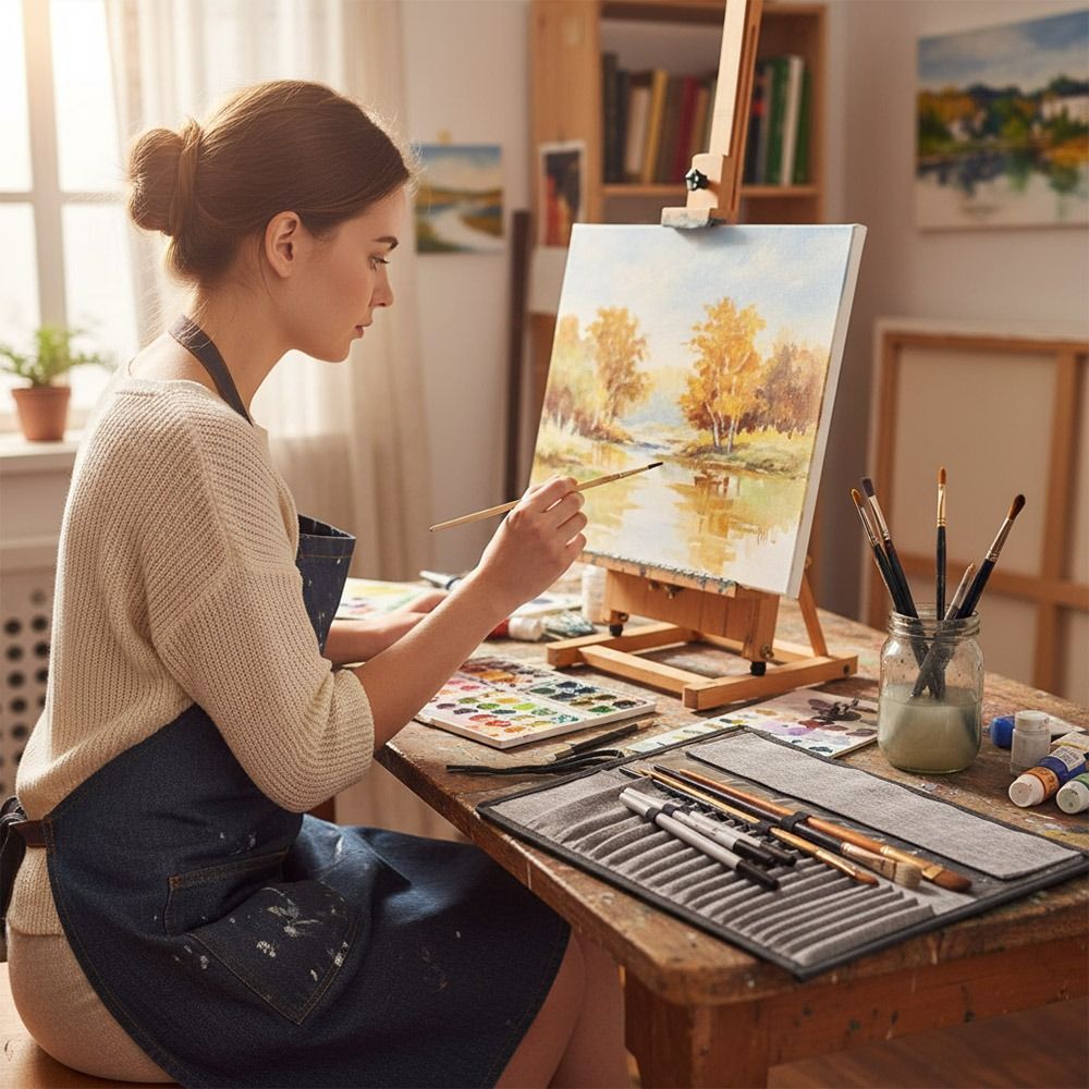 Durable Canvas Painting Brush  - Pen Pouch Roll ulasan dan harga