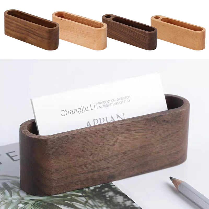 Business Card Holder Wooden Or - Desk Name Plate ulasan dan harga