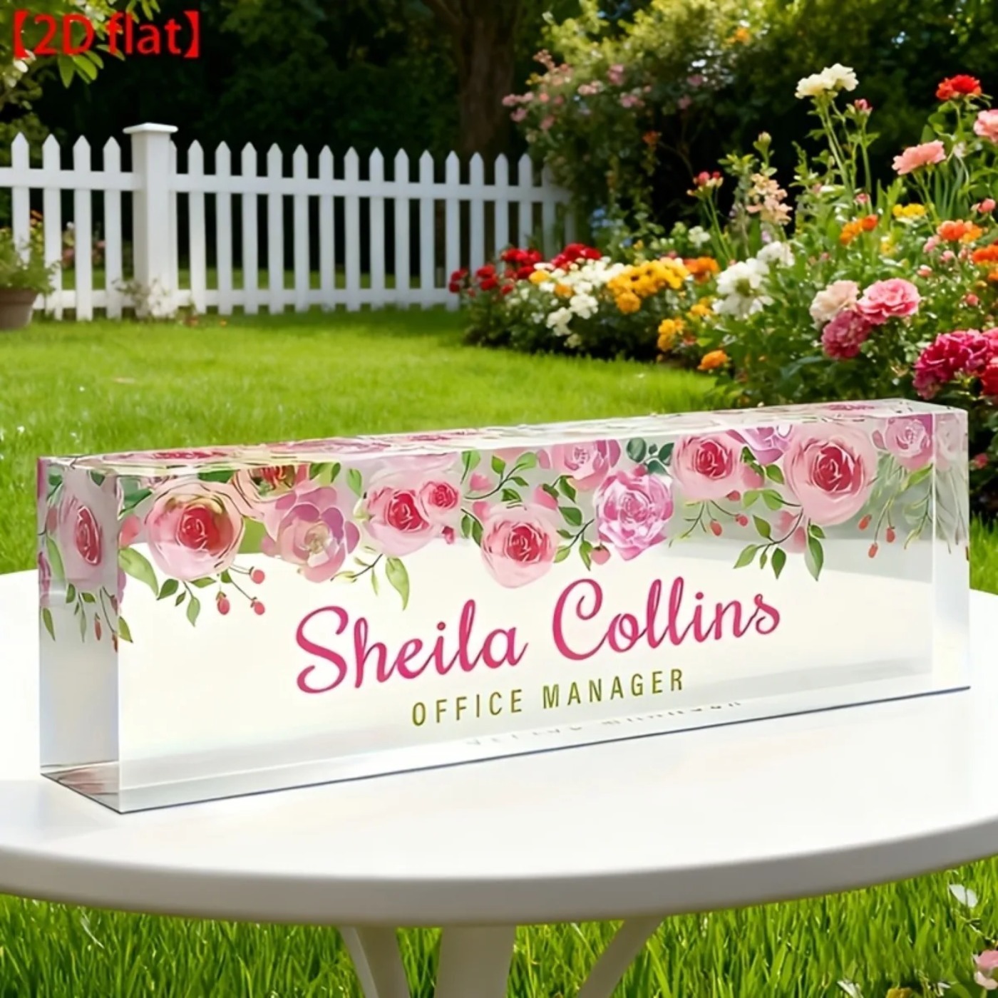 [2D Flat] Minimalist Floral Ac - Desk Name Plate ulasan dan harga