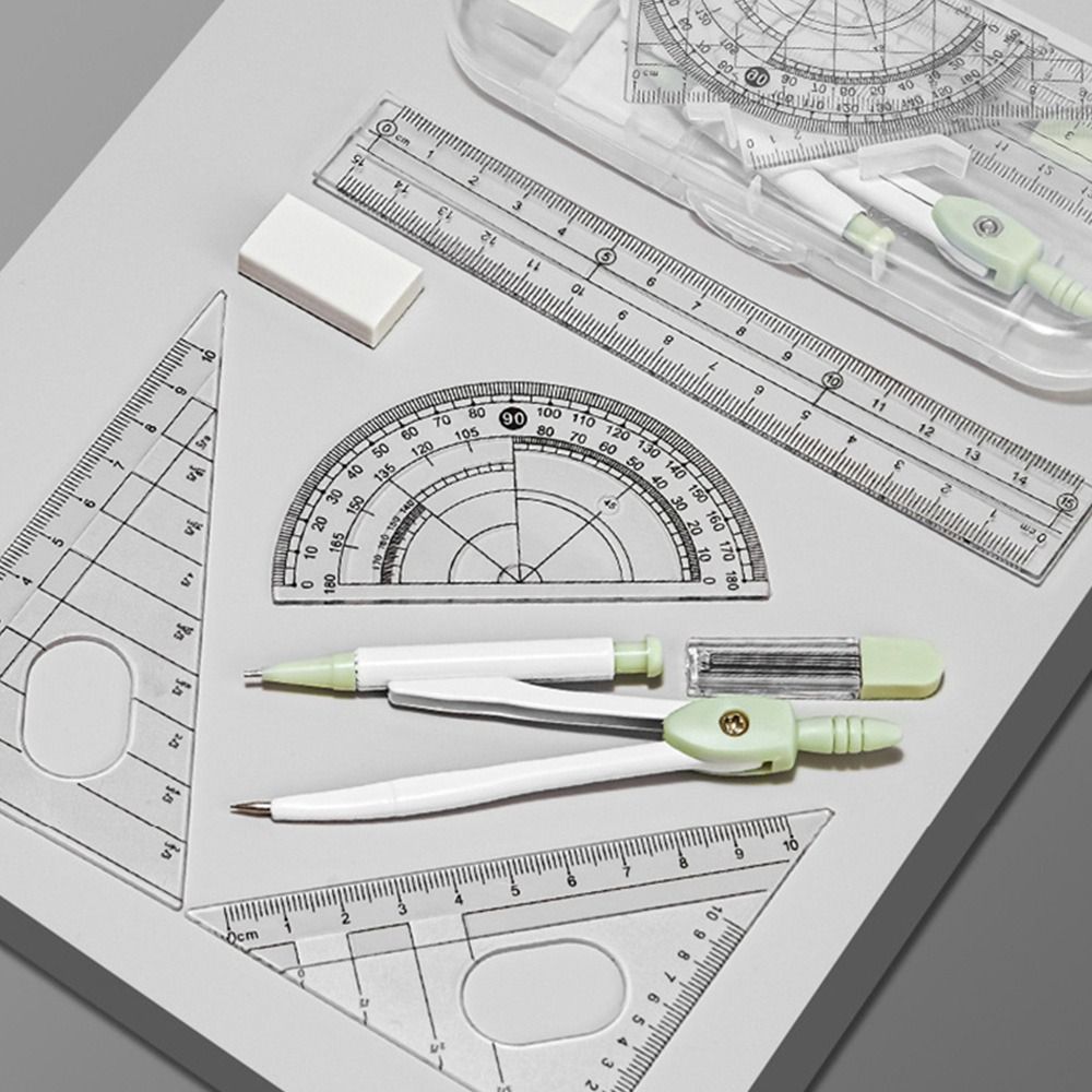 8PCS/Set Plastic Ruler Compass - Ruler Set Transparent ulasan dan harga