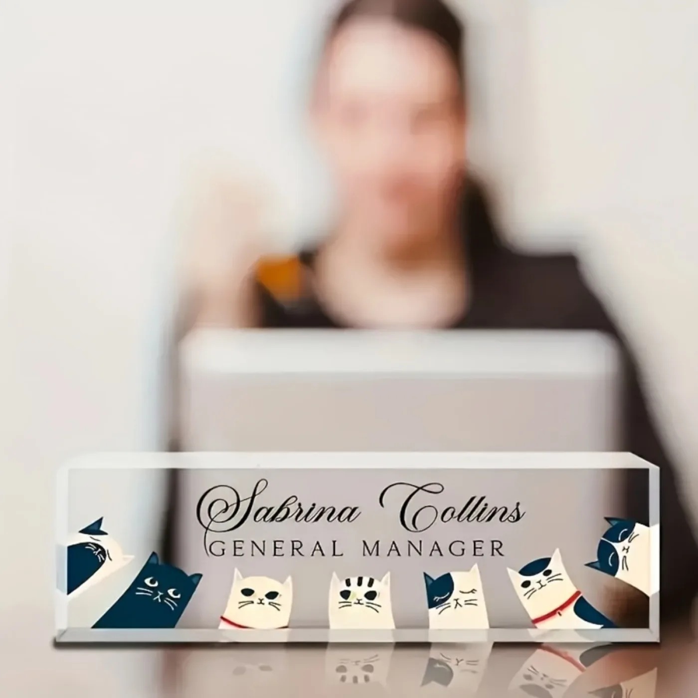 [2D Flat] Custom Transparent C - Desk Name Plate ulasan dan harga