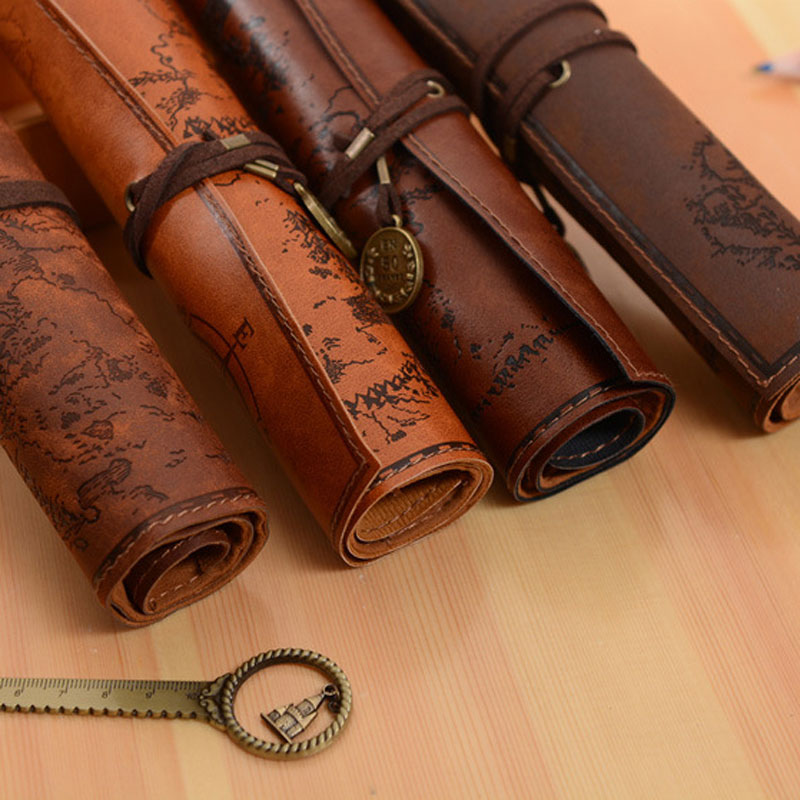 Vintage Retro Treasure Map Pen - Pen Pouch Roll ulasan dan harga
