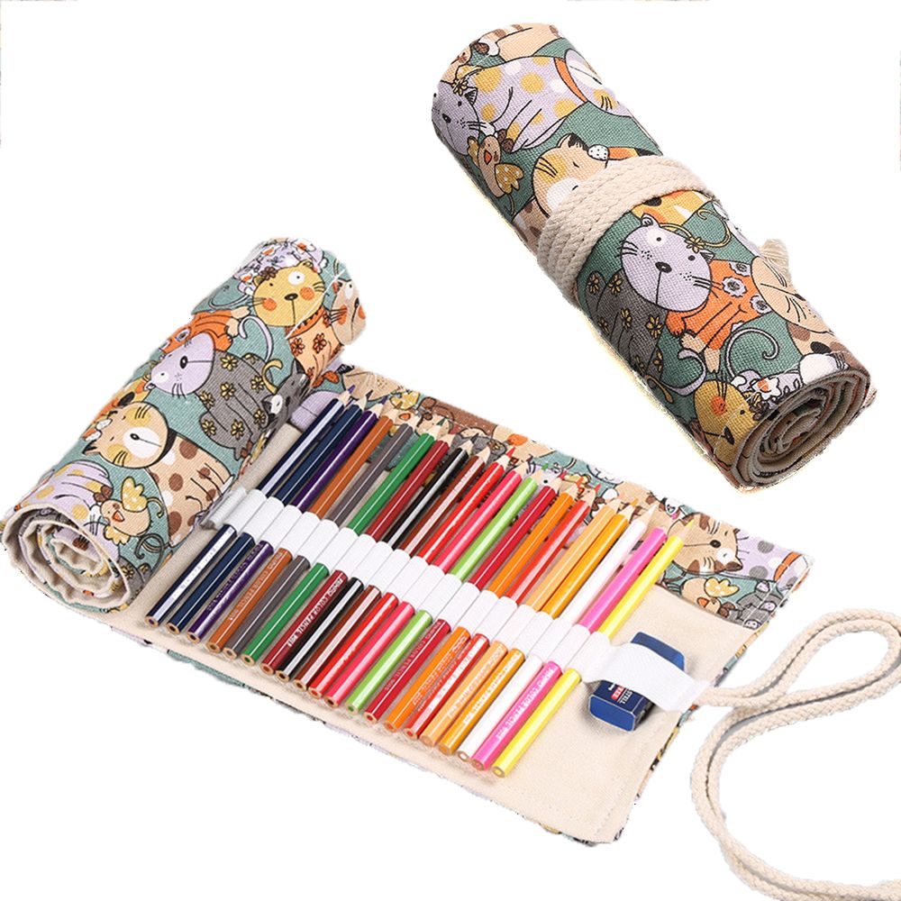 Creative Boys Girls Cute Cat R - Pen Pouch Roll ulasan dan harga