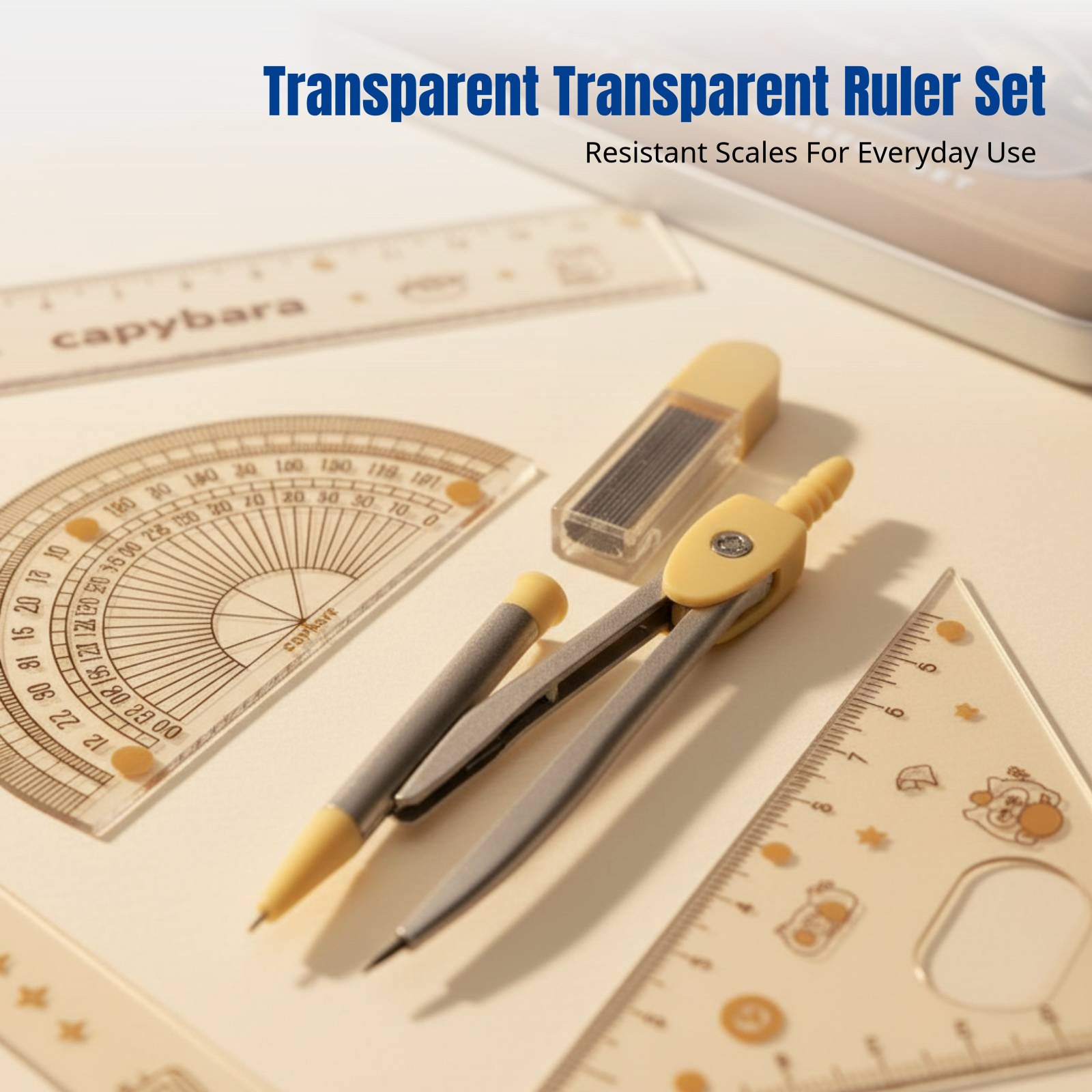 Ruler Set for Students, Cartoo - Ruler Set Transparent ulasan dan harga